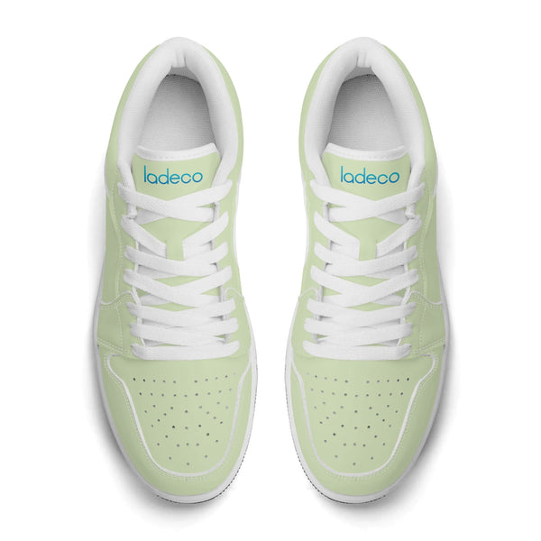 White PU low-cut sneakers (light green) Ⅱ