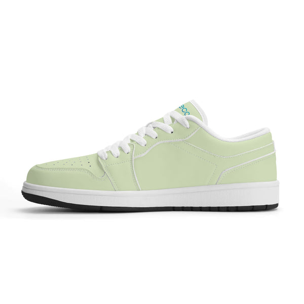 White PU low-cut sneakers (light green) Ⅱ