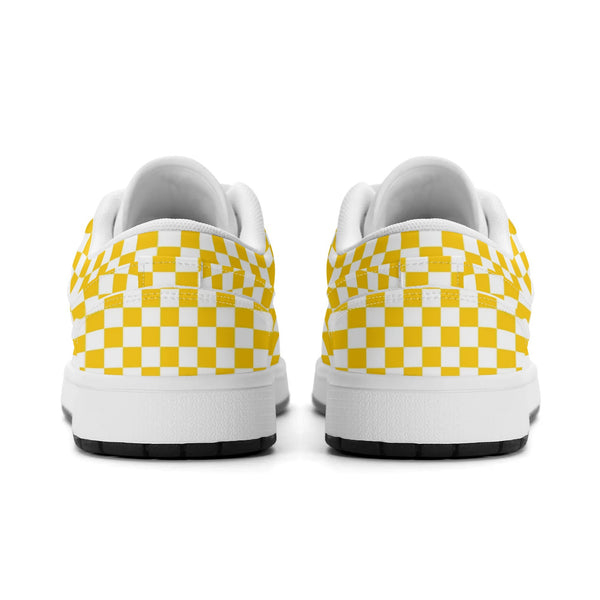 White PU low-cut sneakers (yellow check) Ⅱ