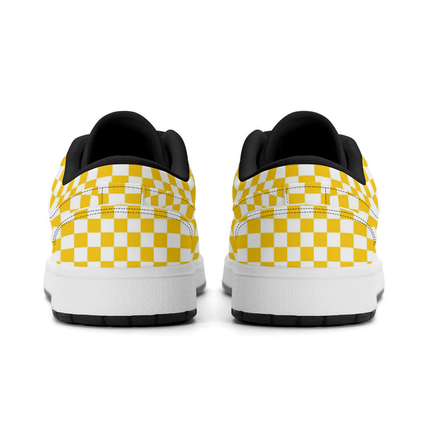 Black PU low-cut sneakers (yellow check) Ⅱ