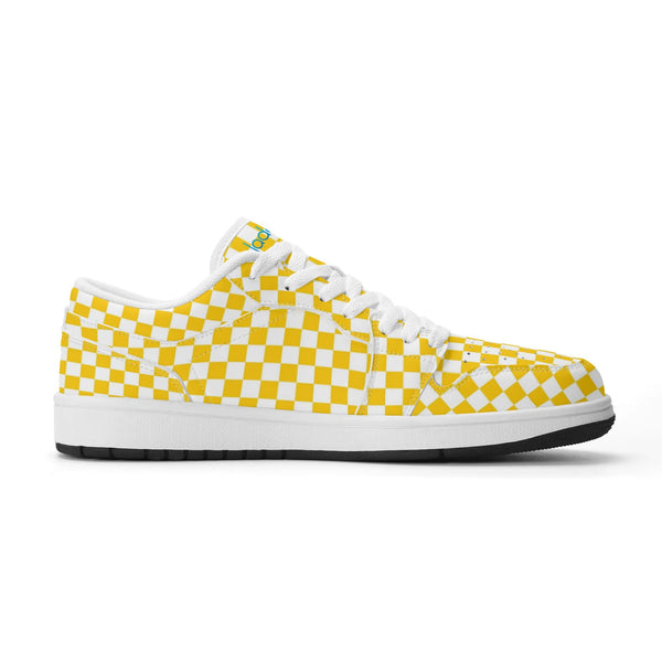 White PU low-cut sneakers (yellow check) Ⅱ