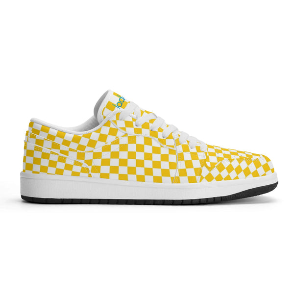 White PU low-cut sneakers (yellow check) Ⅱ