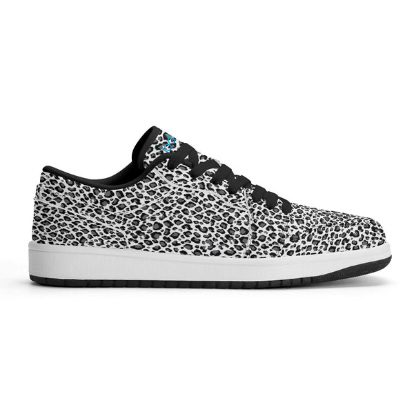 Schwarze PU-Low-Cut-Sneaker (weißer Leopard) Ⅱ