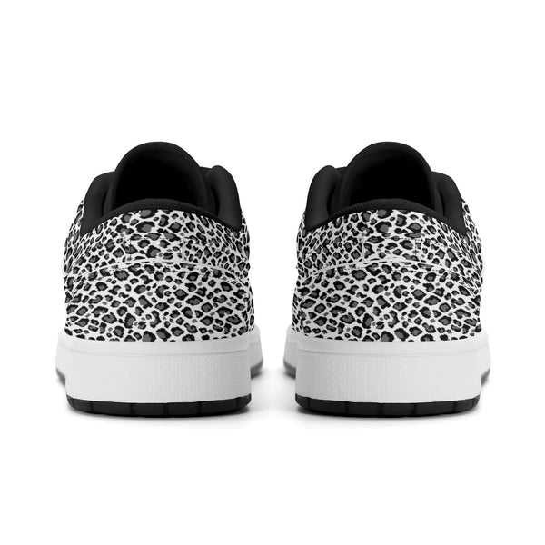 Schwarze PU-Low-Cut-Sneaker (weißer Leopard) Ⅱ