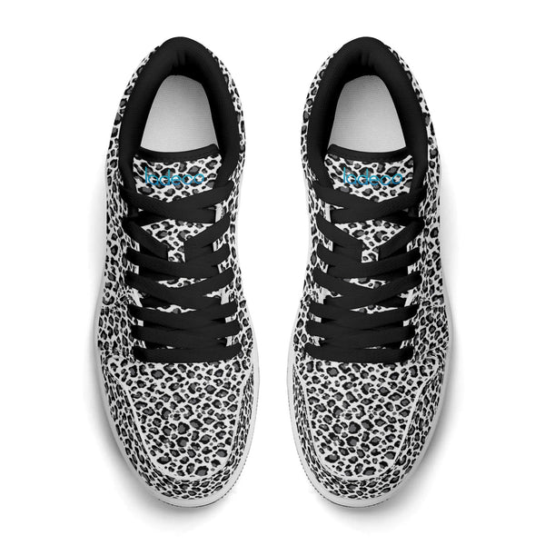 Black PU low-cut sneakers (white leopard) Ⅱ