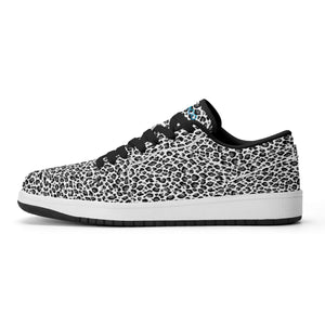 Black PU low-cut sneakers (white leopard) Ⅱ