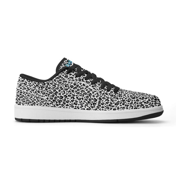 Black PU low-cut sneakers (white leopard) Ⅱ