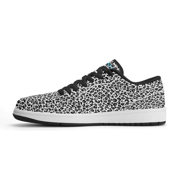 Schwarze PU-Low-Cut-Sneaker (weißer Leopard) Ⅱ