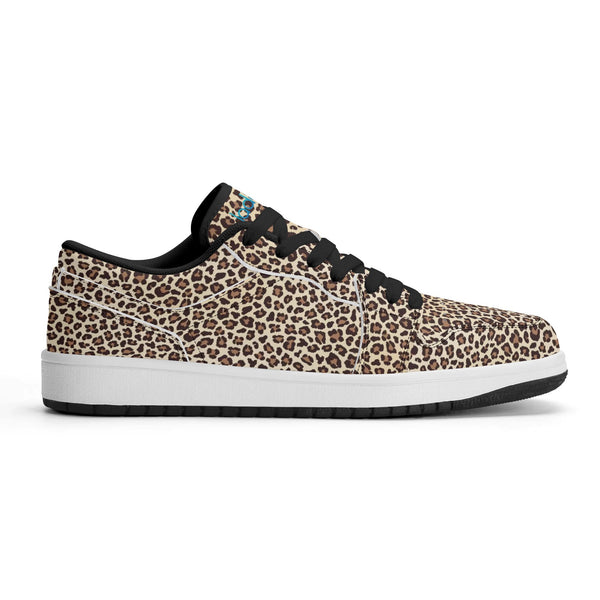 Black PU low-cut sneakers (beige leopard) Ⅱ