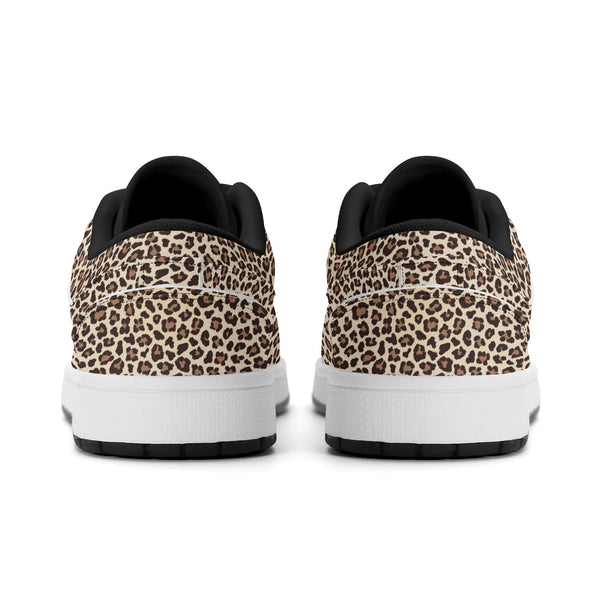 Black PU low-cut sneakers (beige leopard) Ⅱ