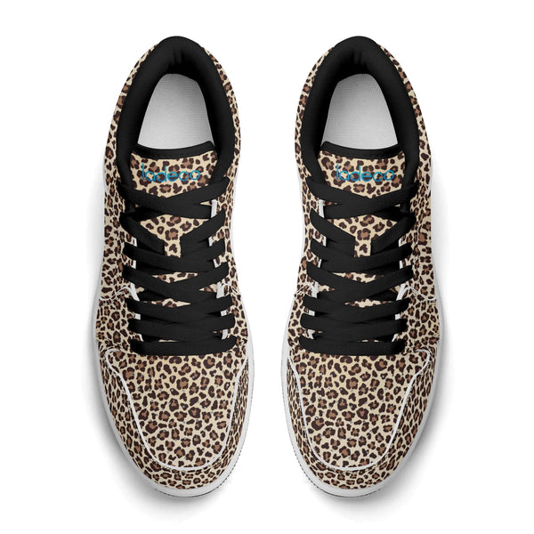 Black PU low-cut sneakers (beige leopard) Ⅱ