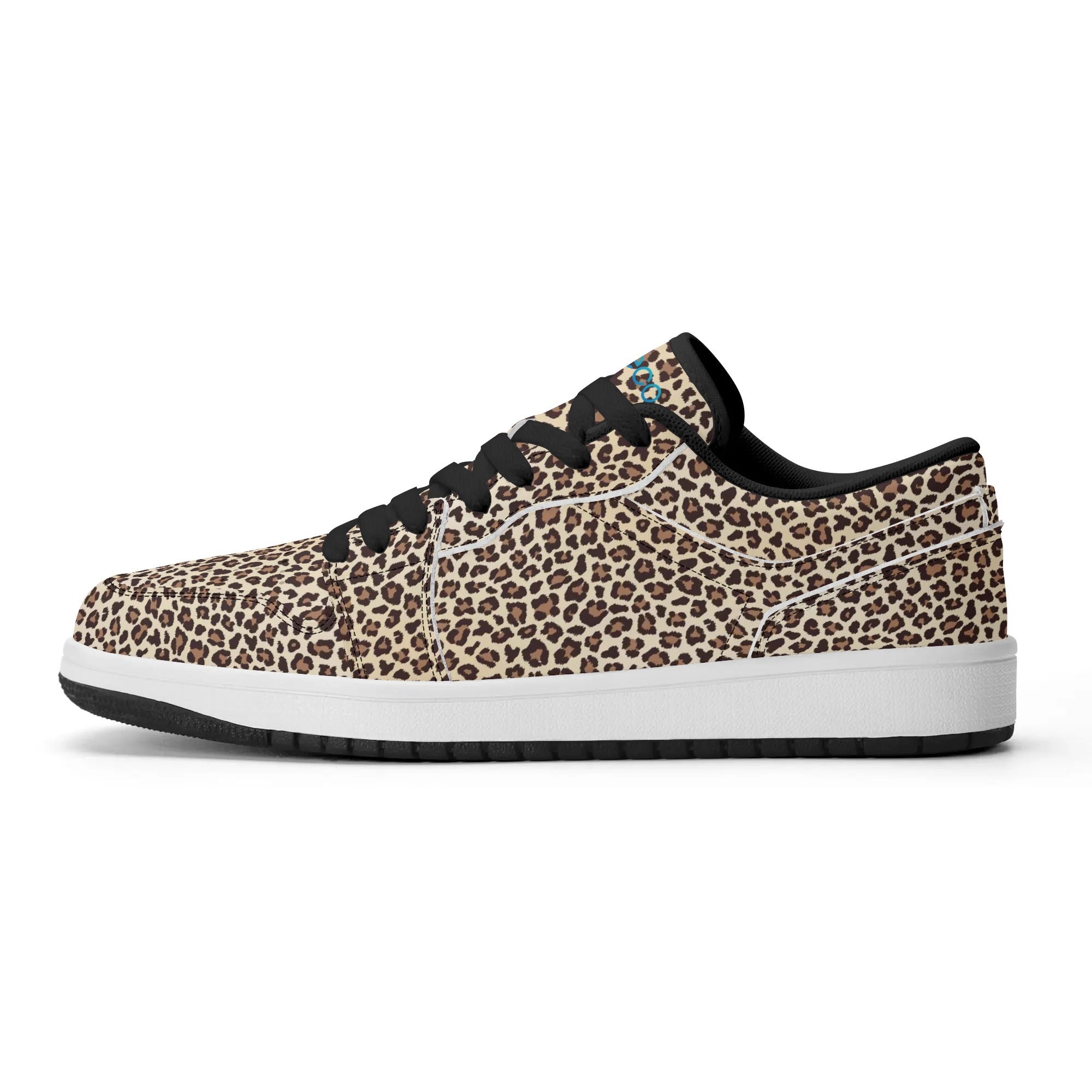 Black PU low-cut sneakers (beige leopard) Ⅱ