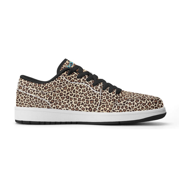 Black PU low-cut sneakers (beige leopard) Ⅱ