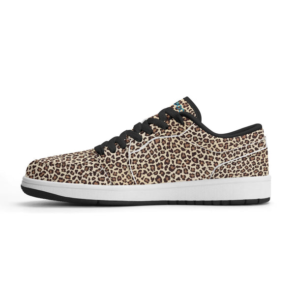 Schwarze PU-Low-Cut-Sneaker (beige Leopardenmuster) Ⅱ