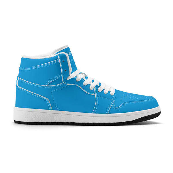 Weiße PU-Sneaker mit hohem Schnitt (blau) Ⅱ