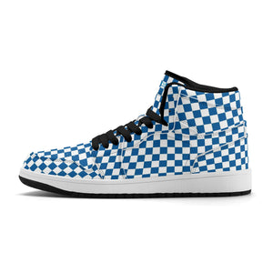 Black PU high-top sneakers (blue check) Ⅱ