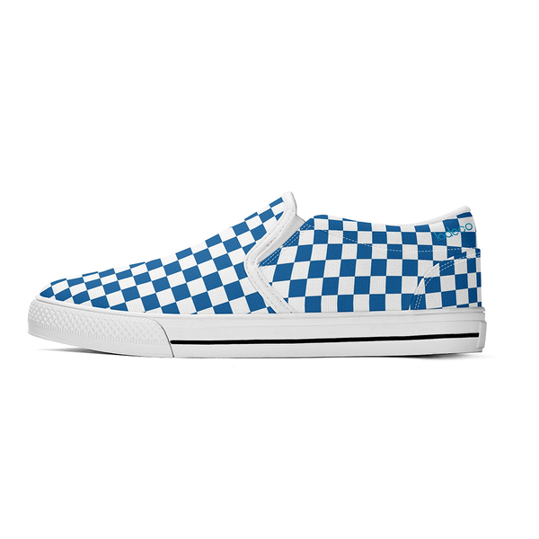 N-White canvas slip-ons (blue check)