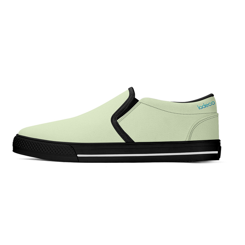 N-Black canvas slip-ons (light green)