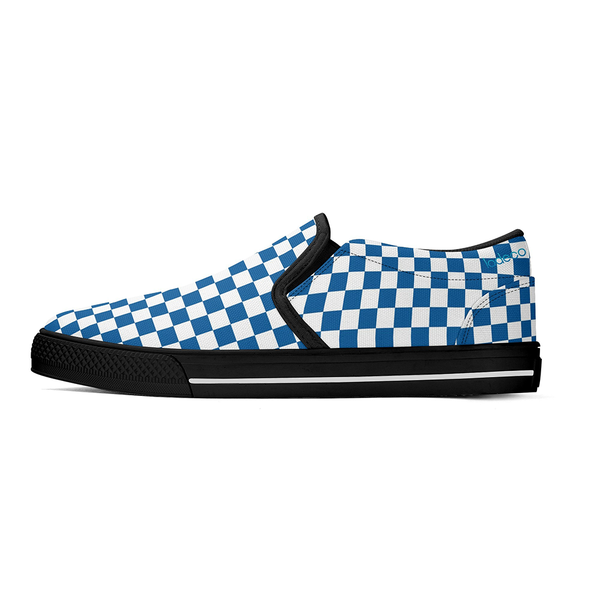 N-Black canvas slip-ons (blue check)