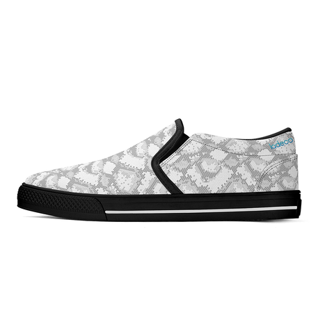 N-Black canvas slip-ons (snake)