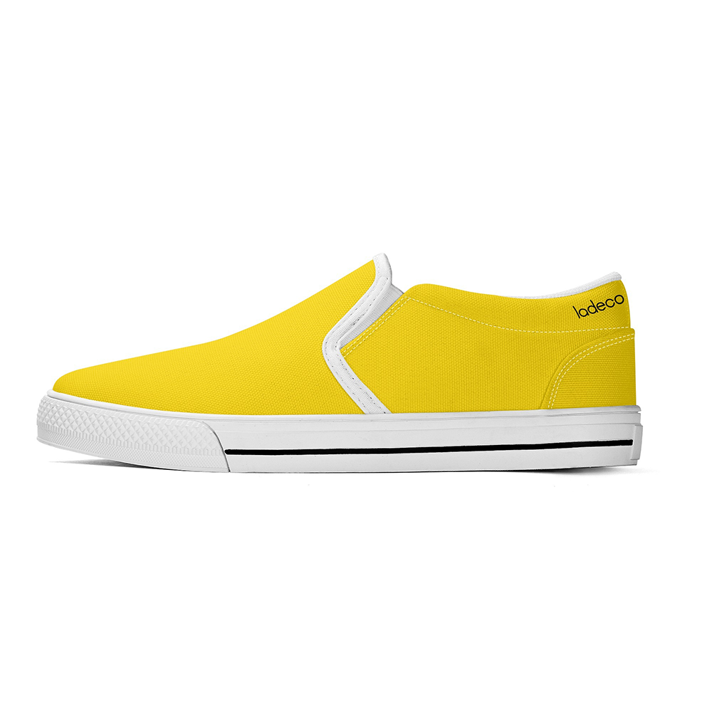 N-White canvas slip-ons (yellow)