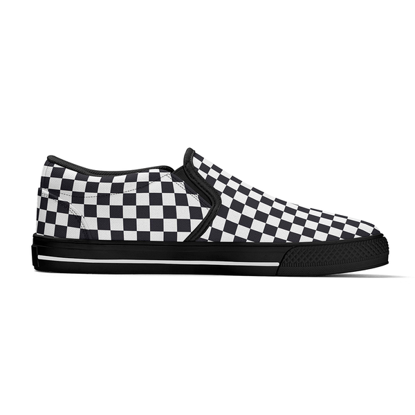 N-Black canvas slip-ons (black check)