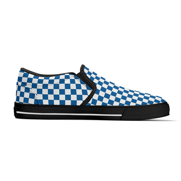 N-Black canvas slip-ons (blue check)