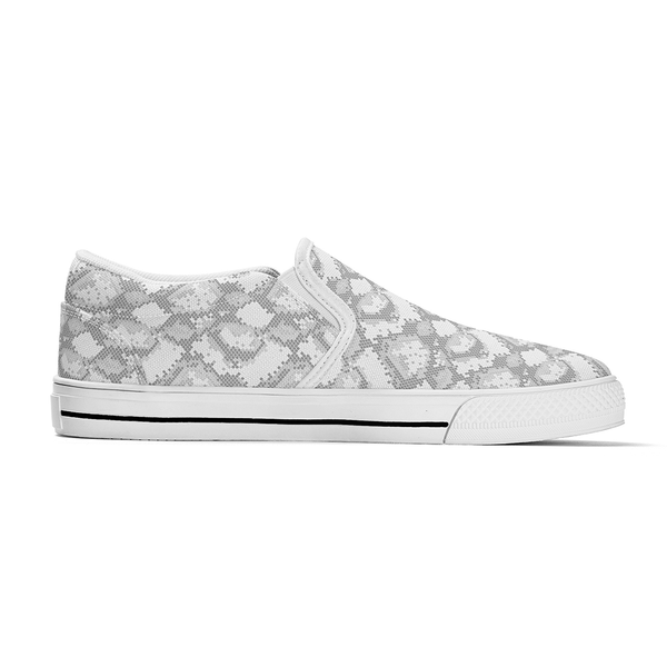 N-White canvas slip-ons (snake)