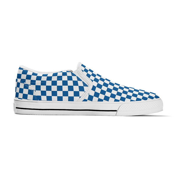 N-White canvas slip-ons (blue check)