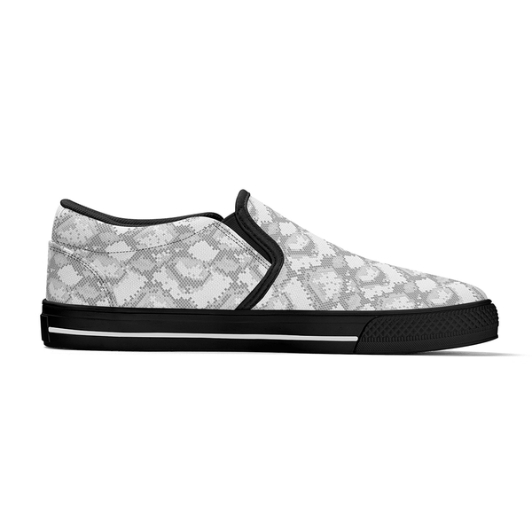 N-Black canvas slip-ons (snake)