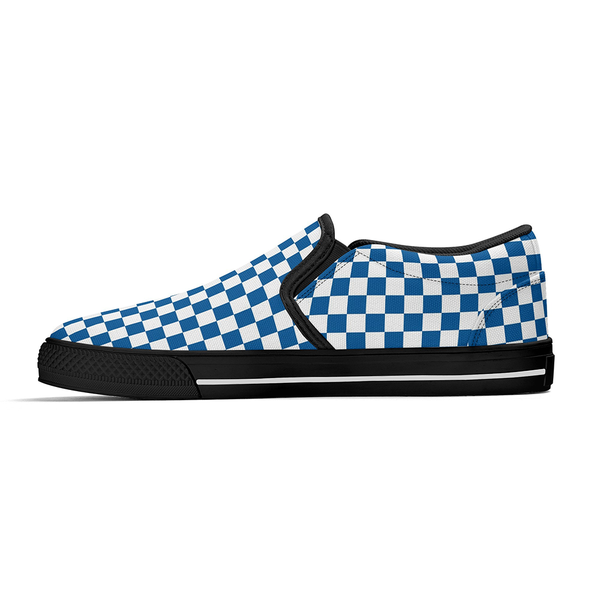 N-Black canvas slip-ons (blue check)