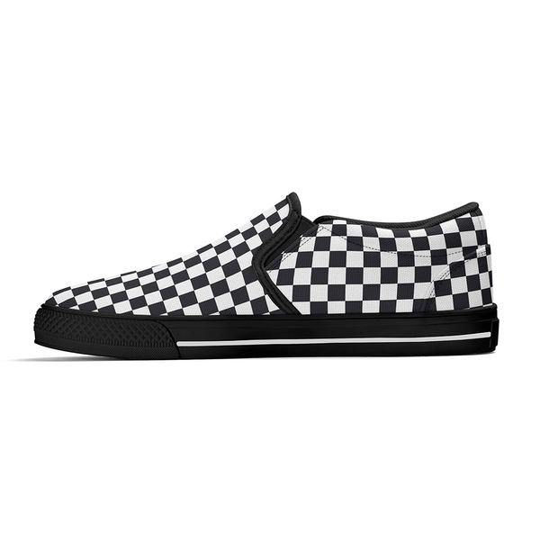 N-Black canvas slip-ons (black check)