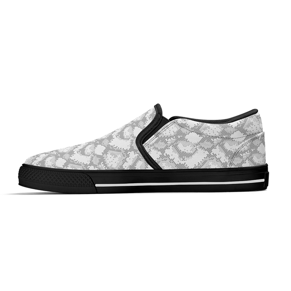 N-Black canvas slip-ons (snake)