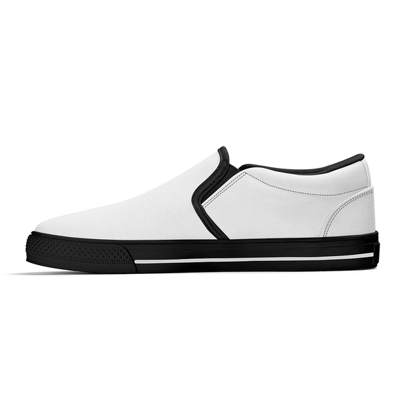 N-Black canvas slip-ons (white)