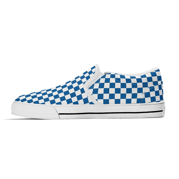 N-White canvas slip-ons (blue check)