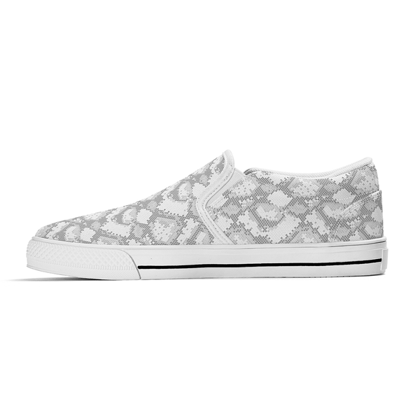 N-White canvas slip-ons (snake)