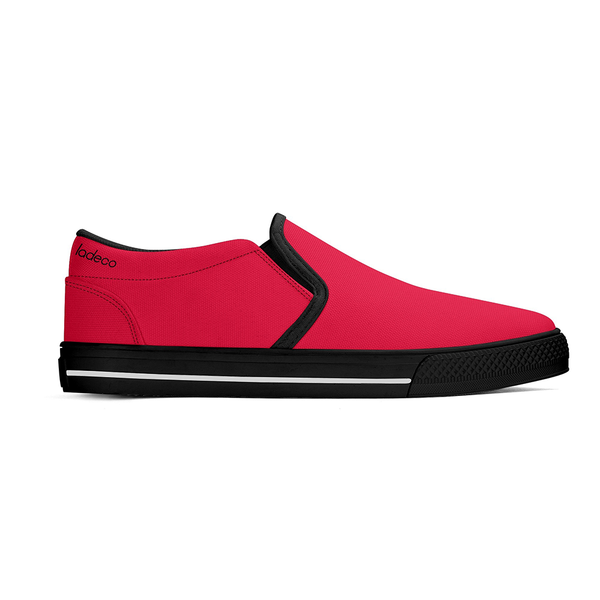 N-Schwarze Canvas-Slipper (rot)