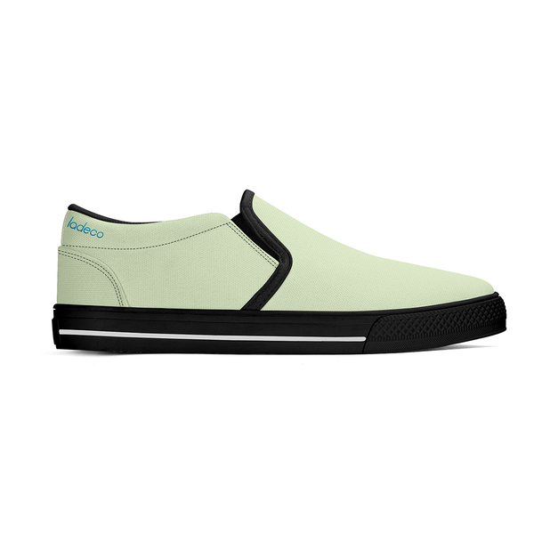 N-Black canvas slip-ons (light green)