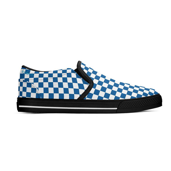 N-Black canvas slip-ons (blue check)