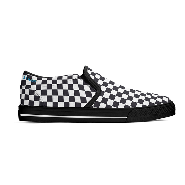 N-Black canvas slip-ons (black check)