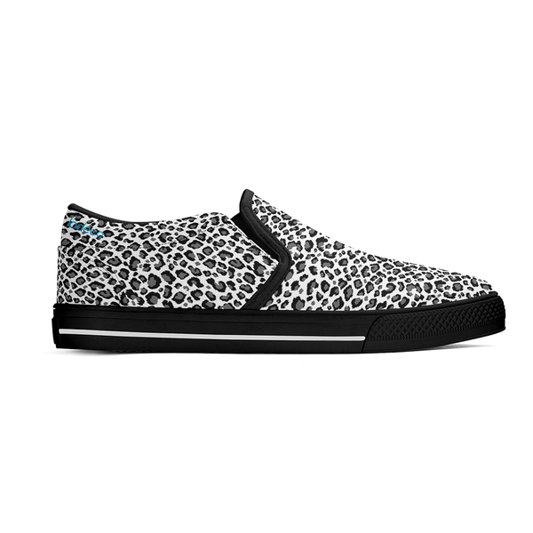 N-Black canvas slip-ons (white leopard)