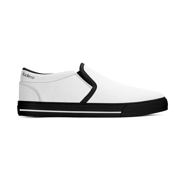 N-Black canvas slip-ons (white)