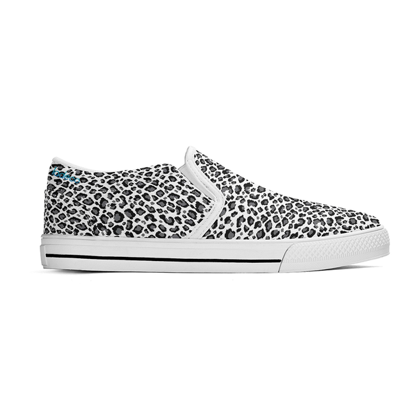 N-White canvas slip-ons (white leopard)