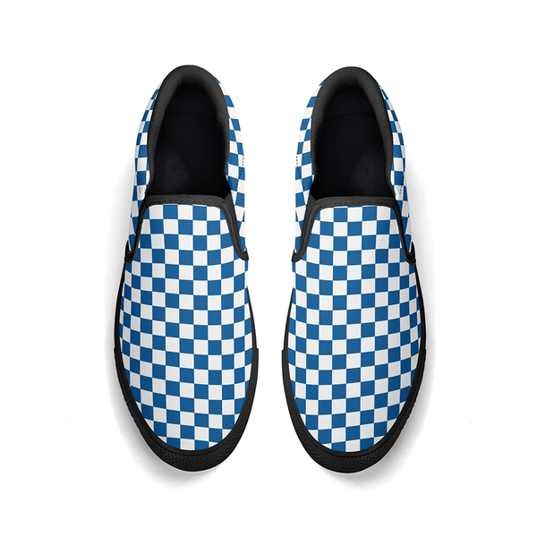 N-Black canvas slip-ons (blue check)