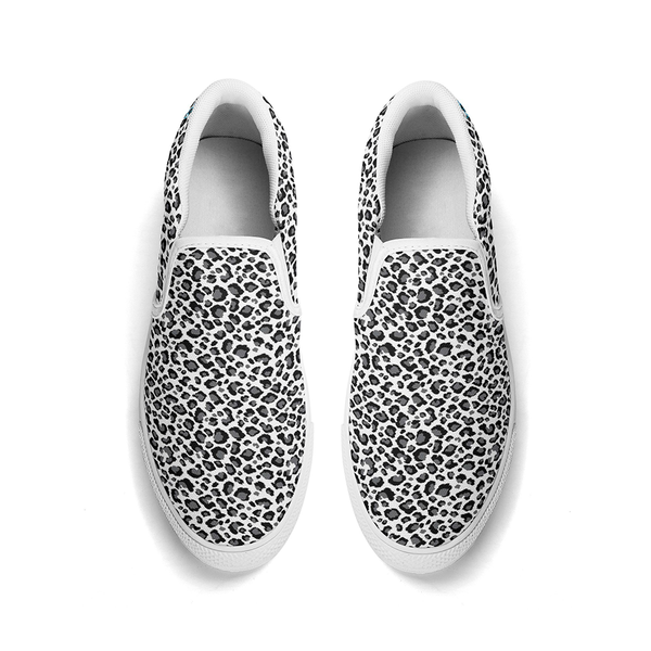 N-White canvas slip-ons (white leopard)