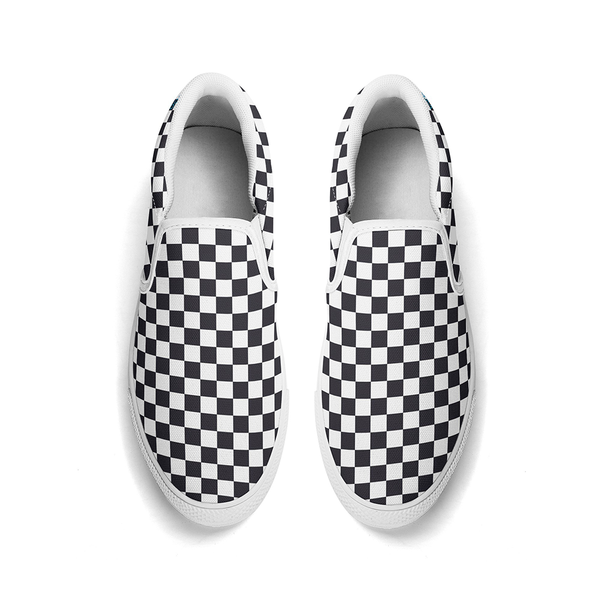 N-White canvas slip-ons (black check)