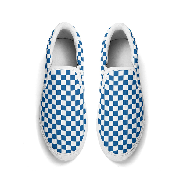 N-White canvas slip-ons (blue check)