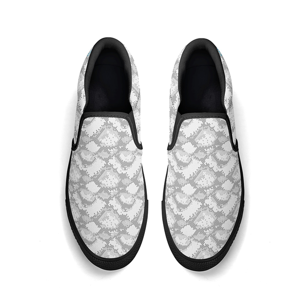 N-Black canvas slip-ons (snake)