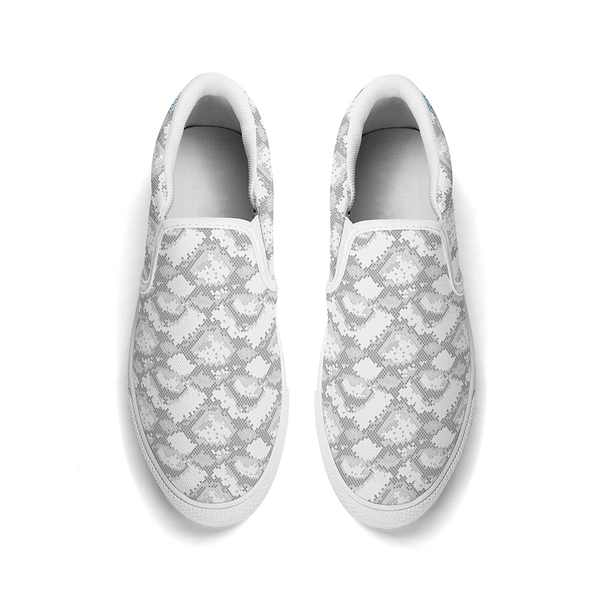 N-White canvas slip-ons (snake)