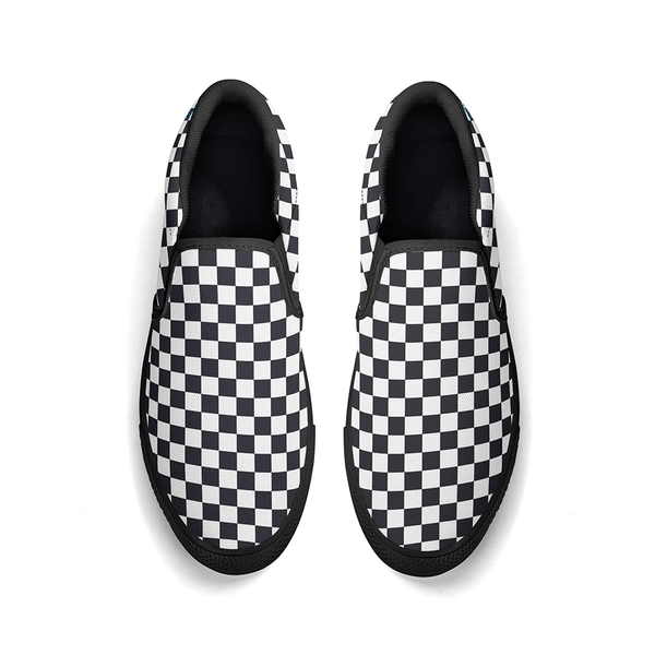 N-Black canvas slip-ons (black check)